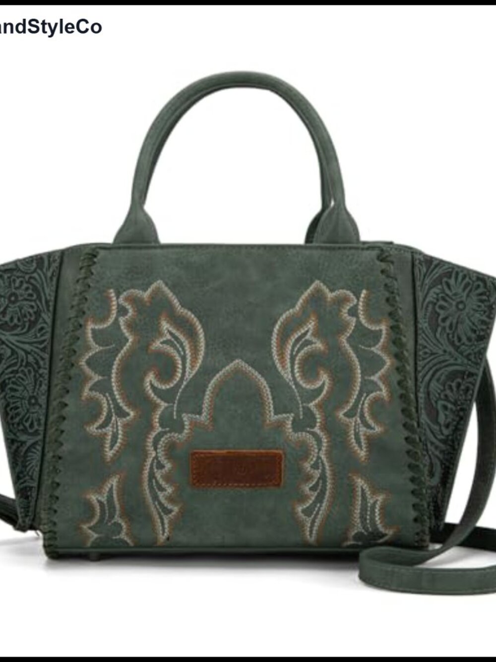 Wrangler Embroidered Boot Scroll Tote Bag Top Handle Crossbody Satchel